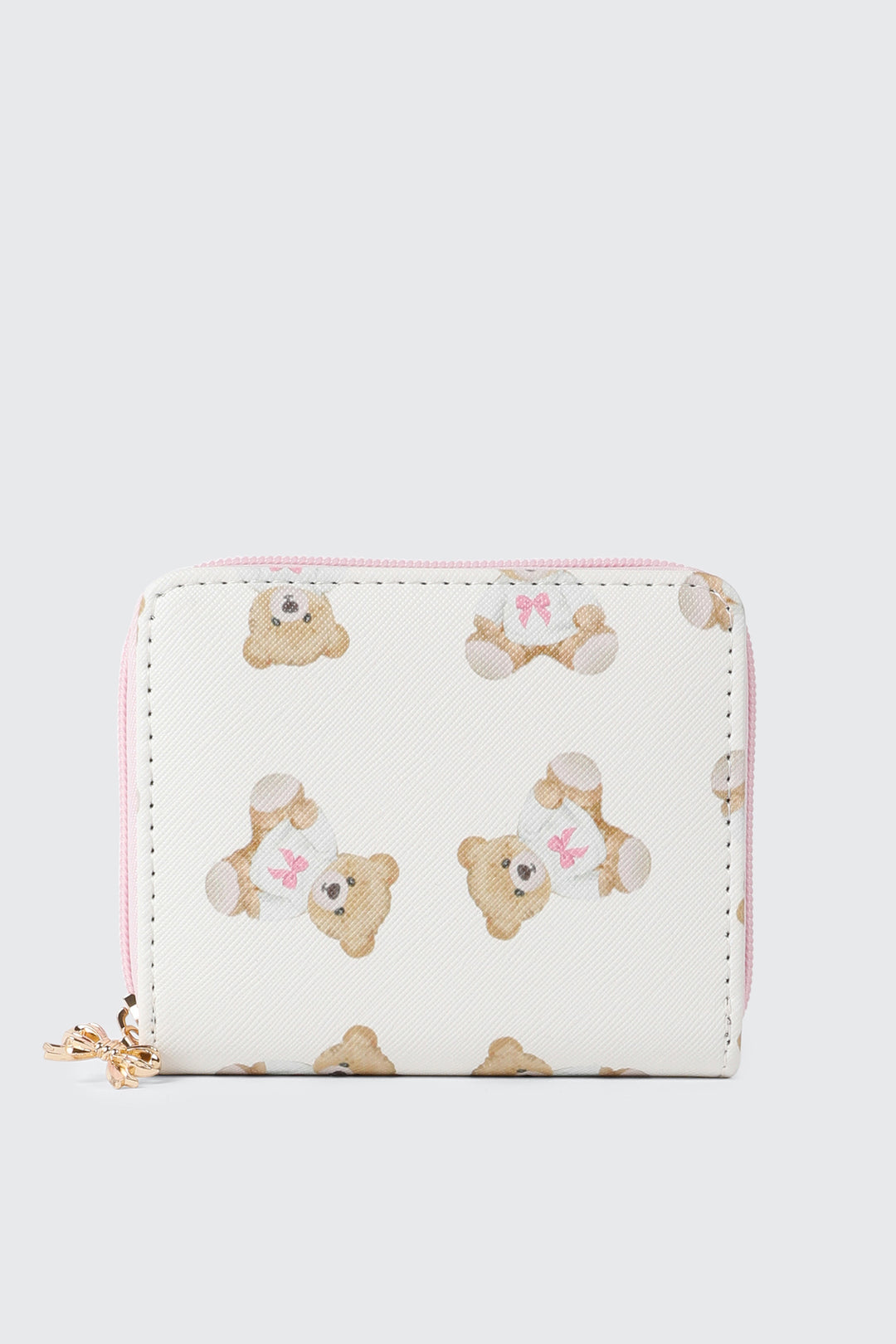 Compact Bear Print Zip Wallet