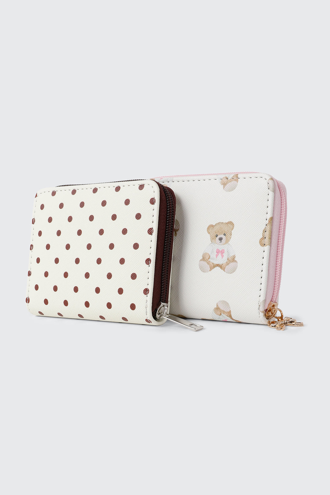 Compact Polka Dot Zip Wallet