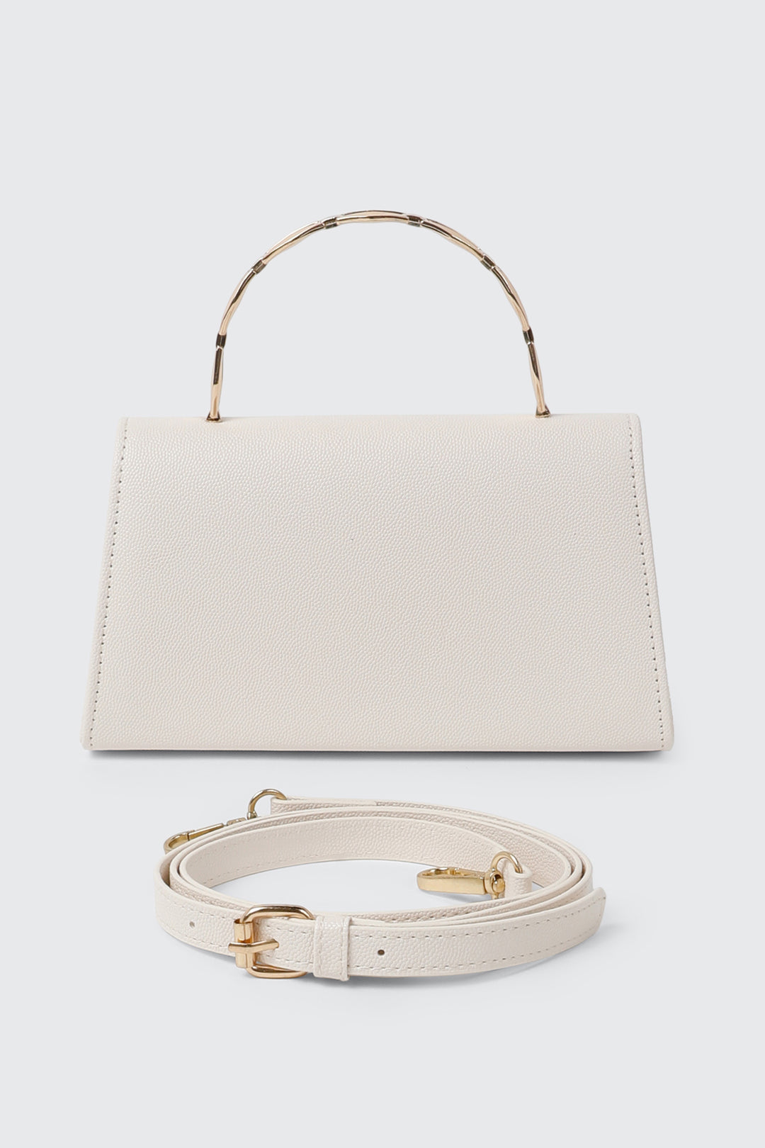 Faux Leather Metal Handle Handbag