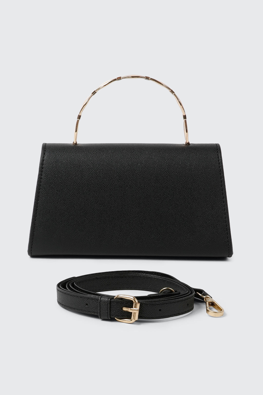 Faux Leather Metal Handle Handbag