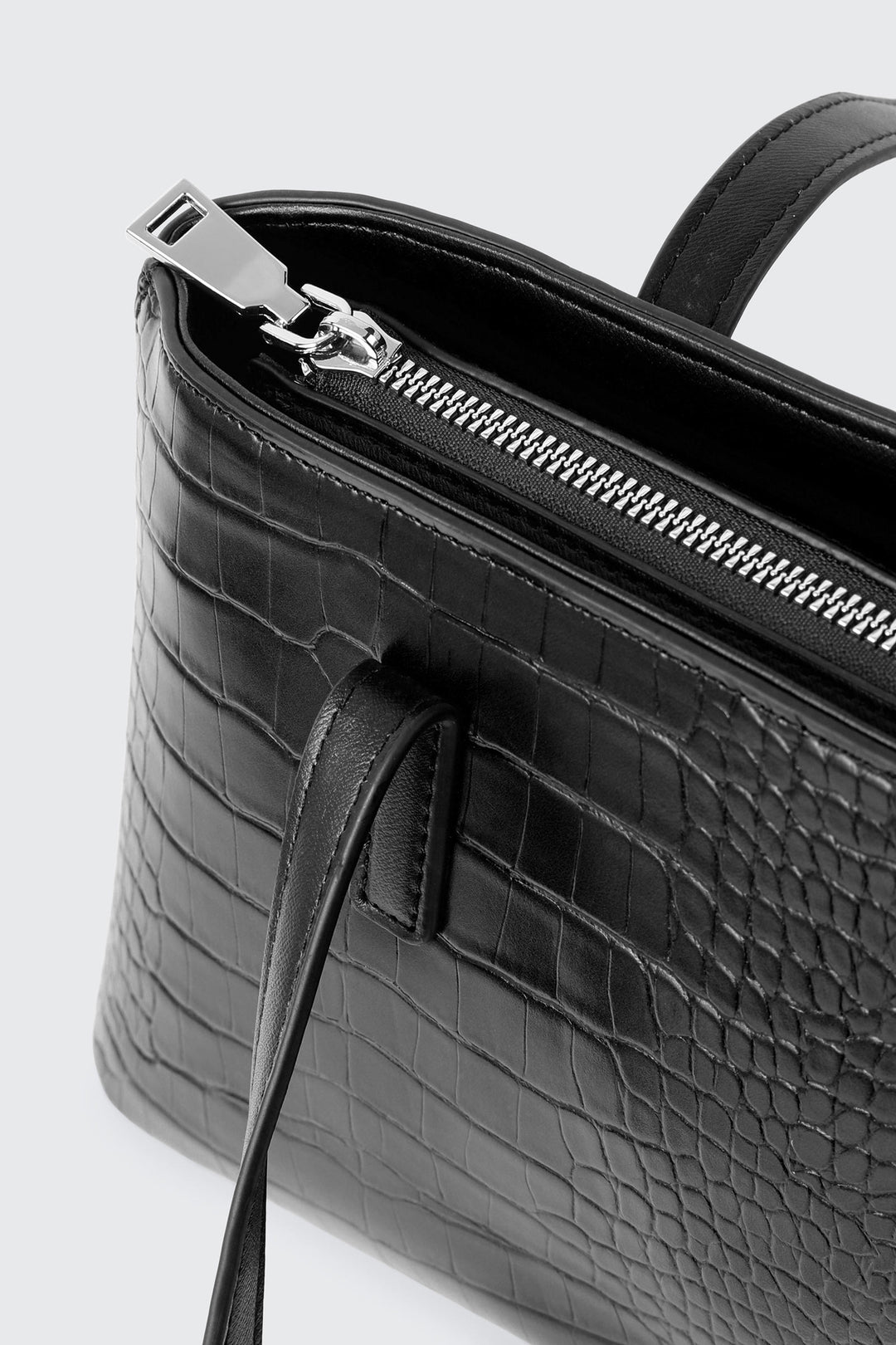 Croc Embossed Faux Leather Shoulder Bag