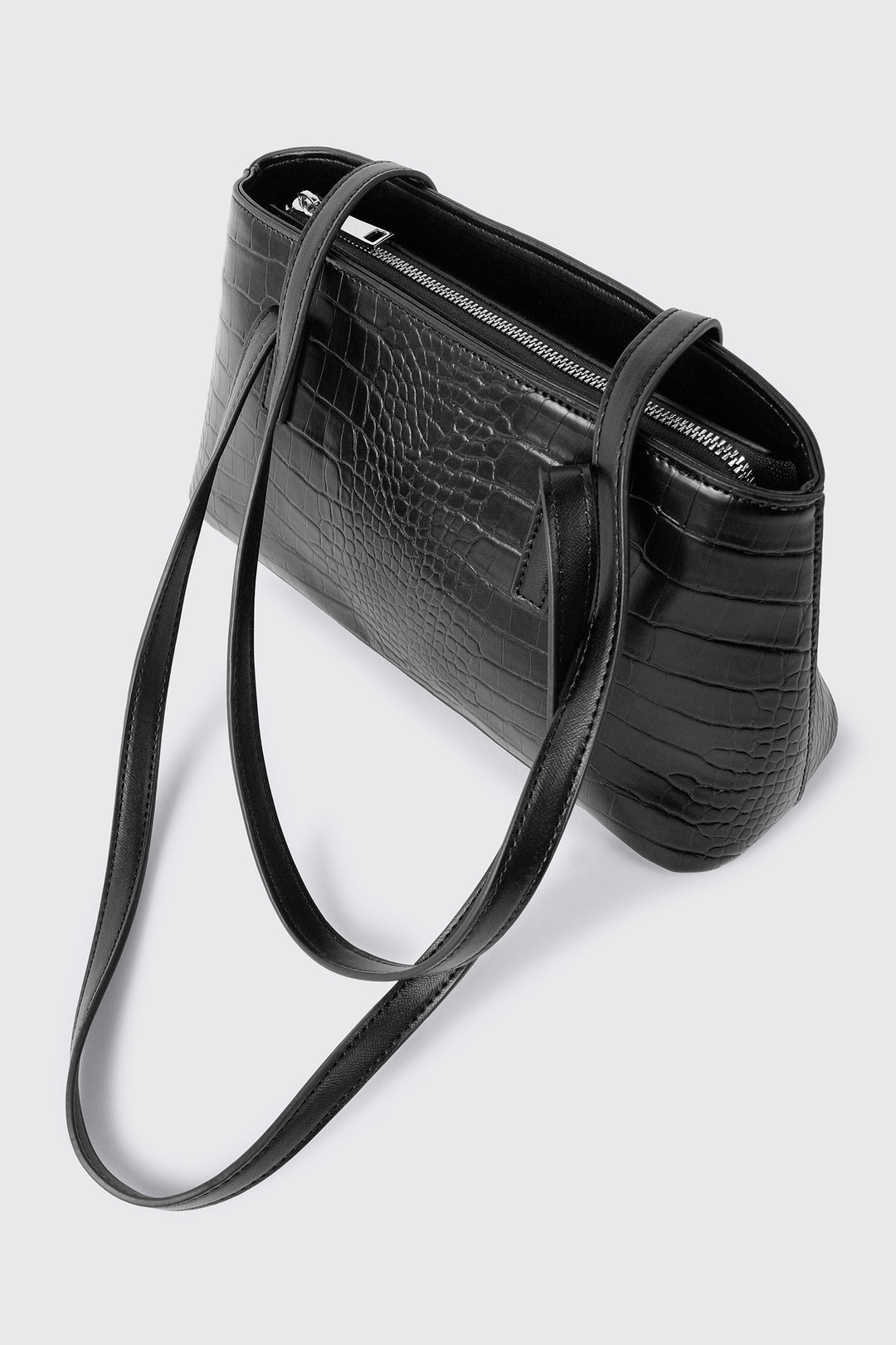 Croc Embossed Faux Leather Shoulder Bag