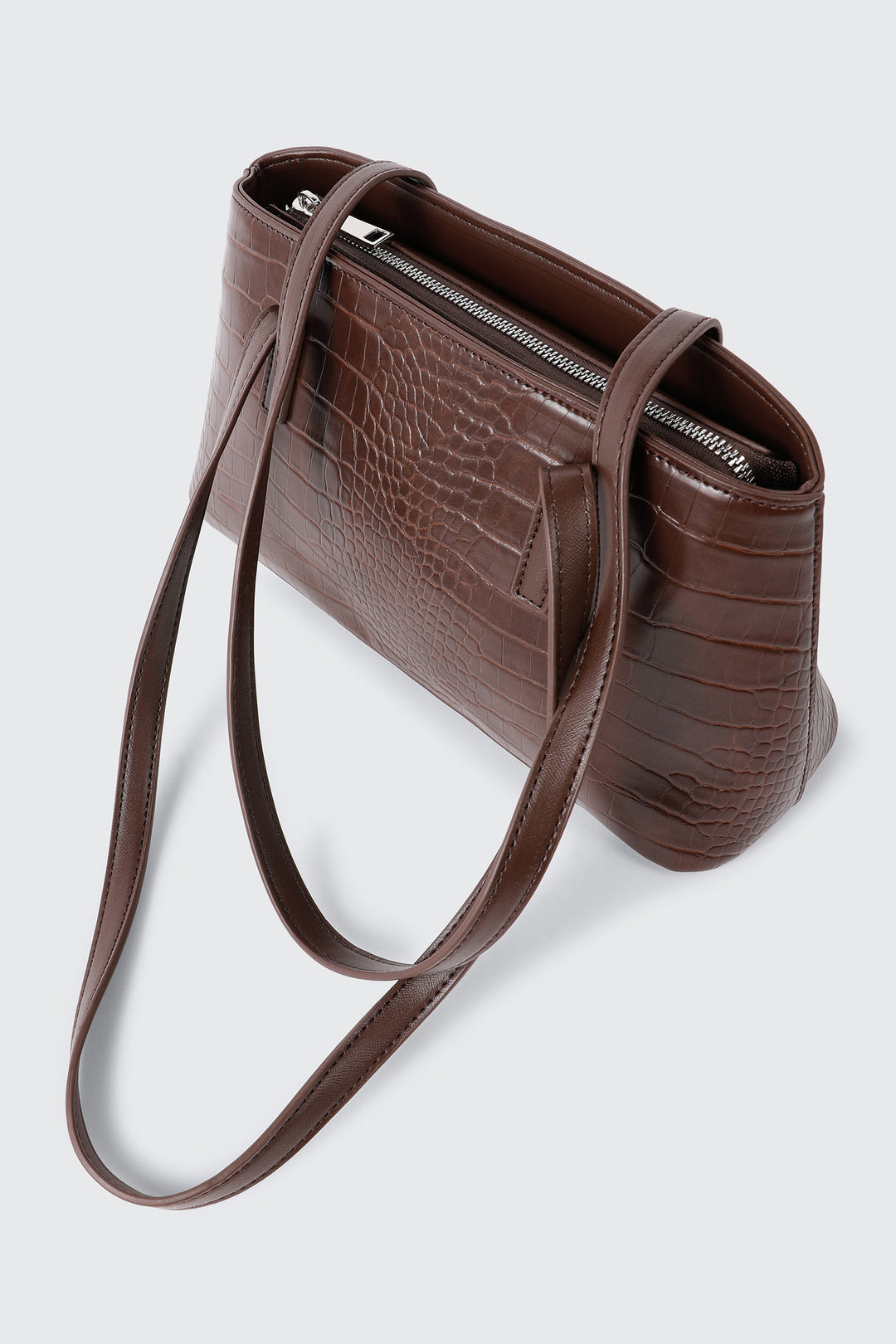 Croc Embossed Faux Leather Shoulder Bag
