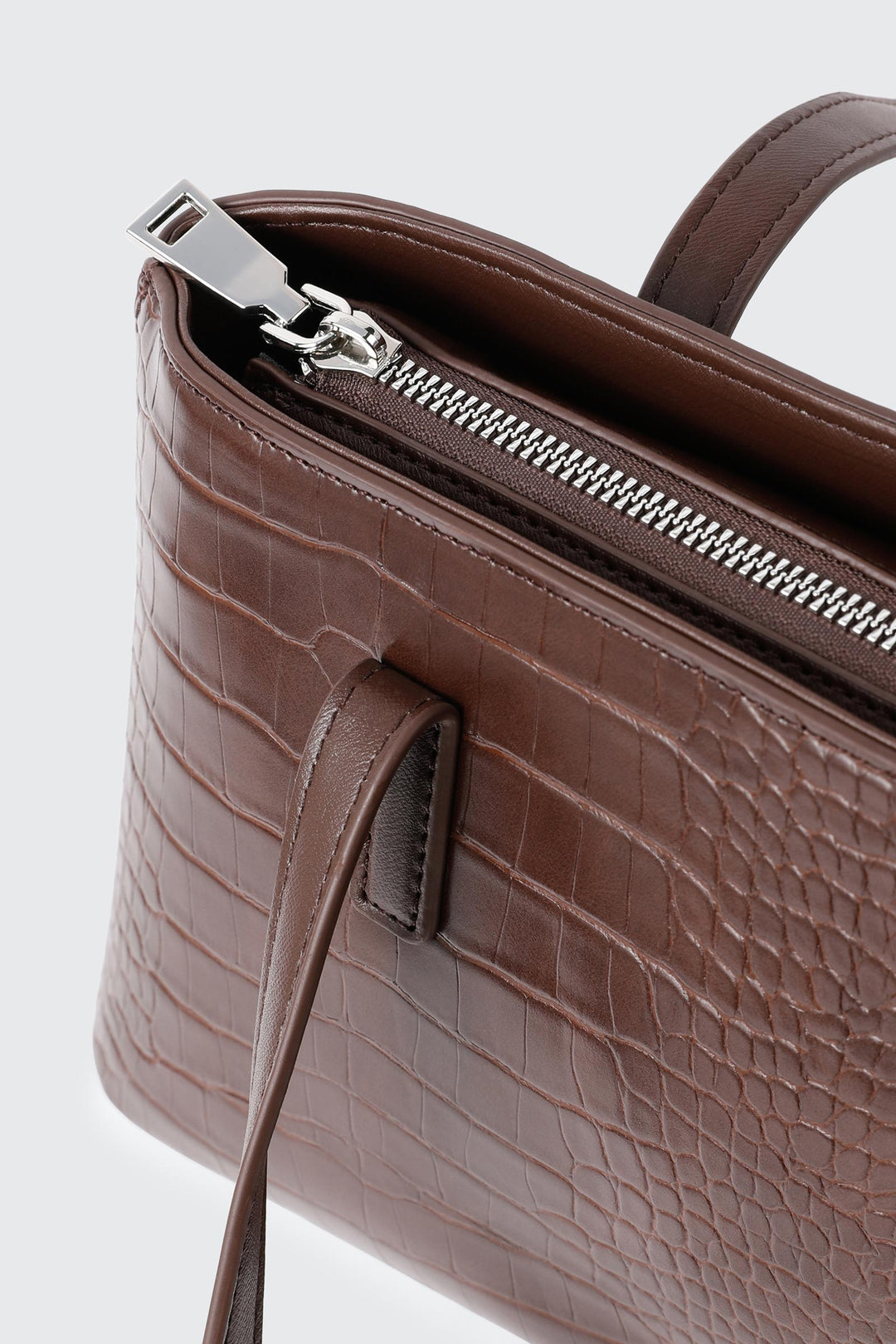 Croc Embossed Faux Leather Shoulder Bag