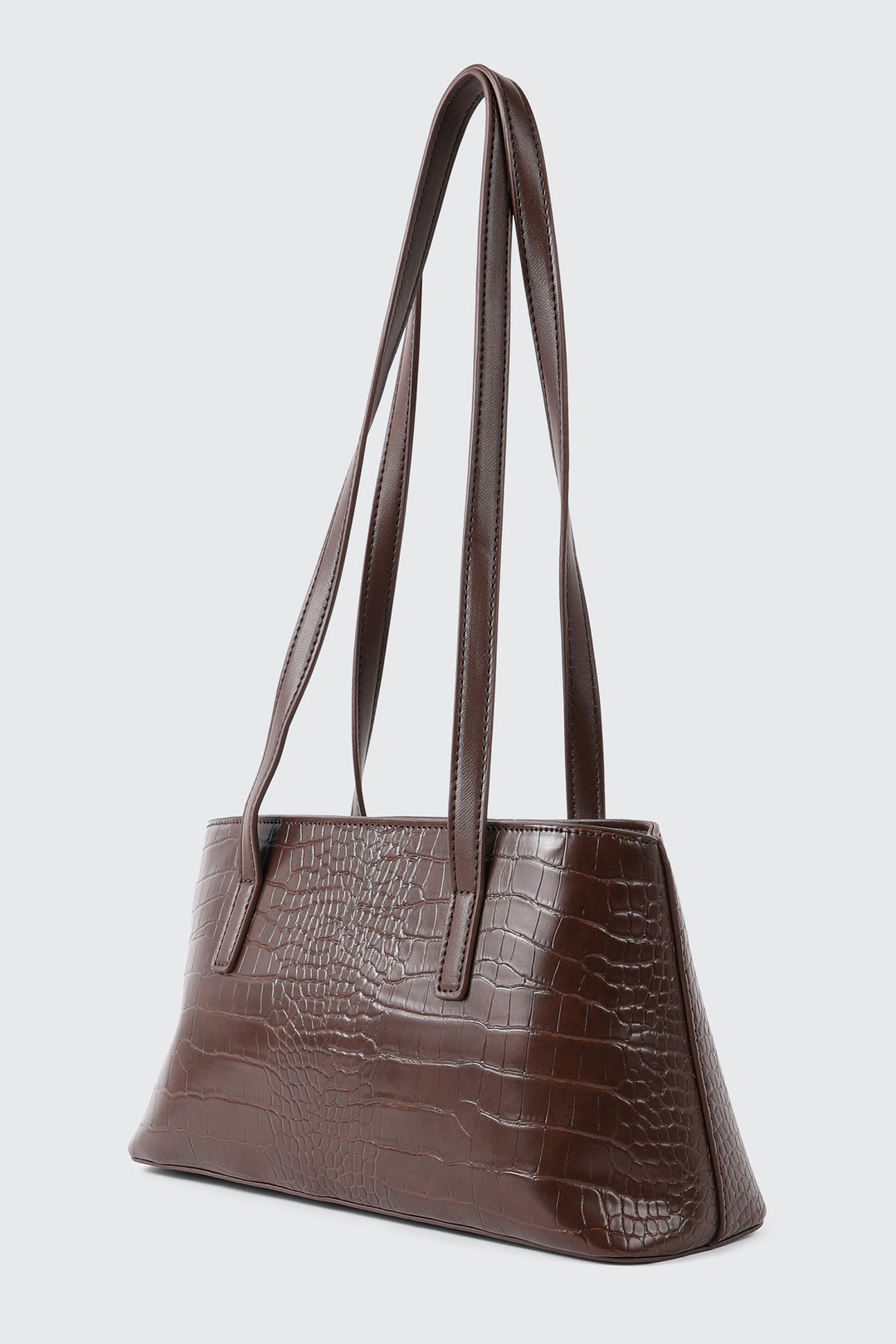 Croc Embossed Faux Leather Shoulder Bag