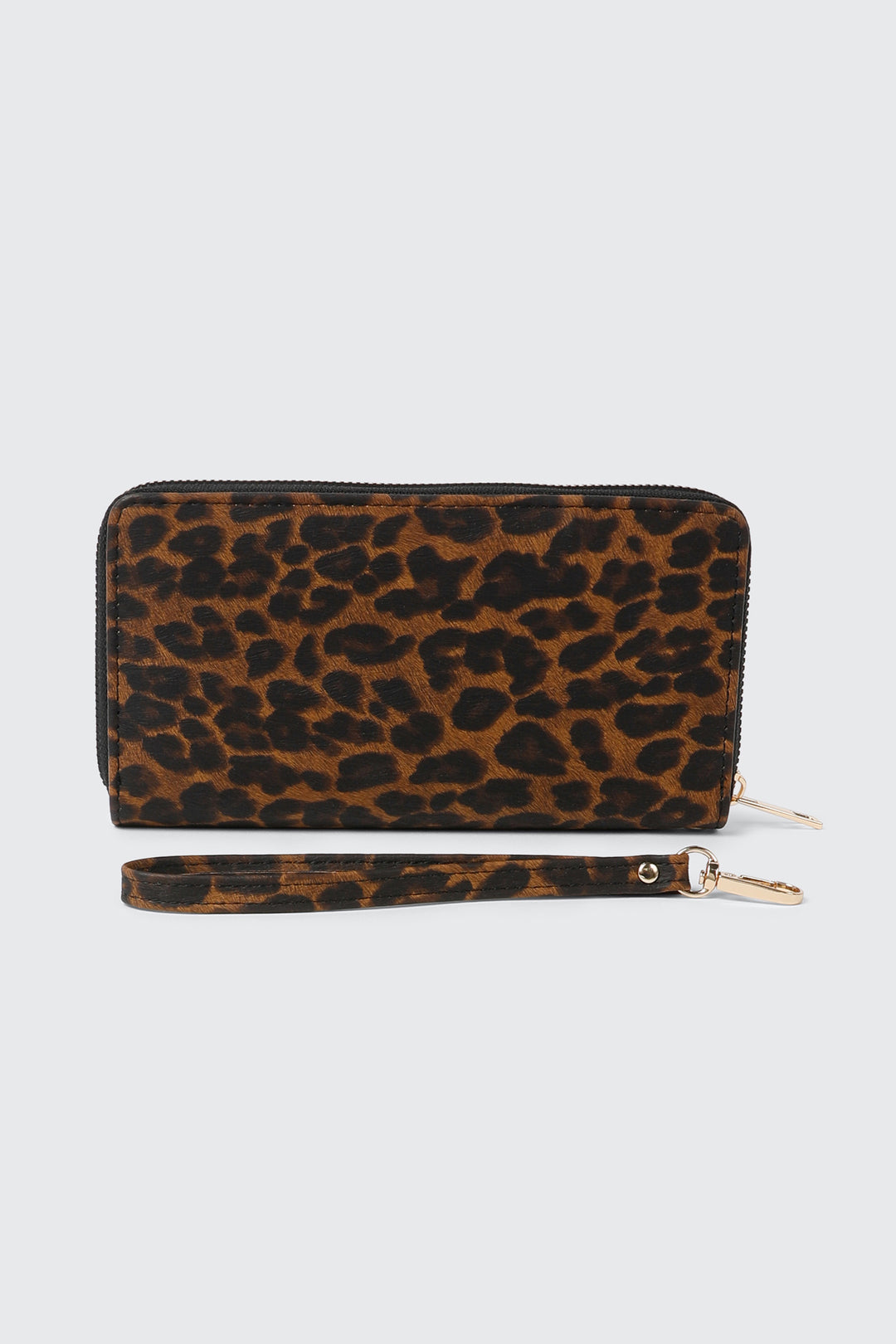 Leopard Print Zip Around Wristlet Wallet