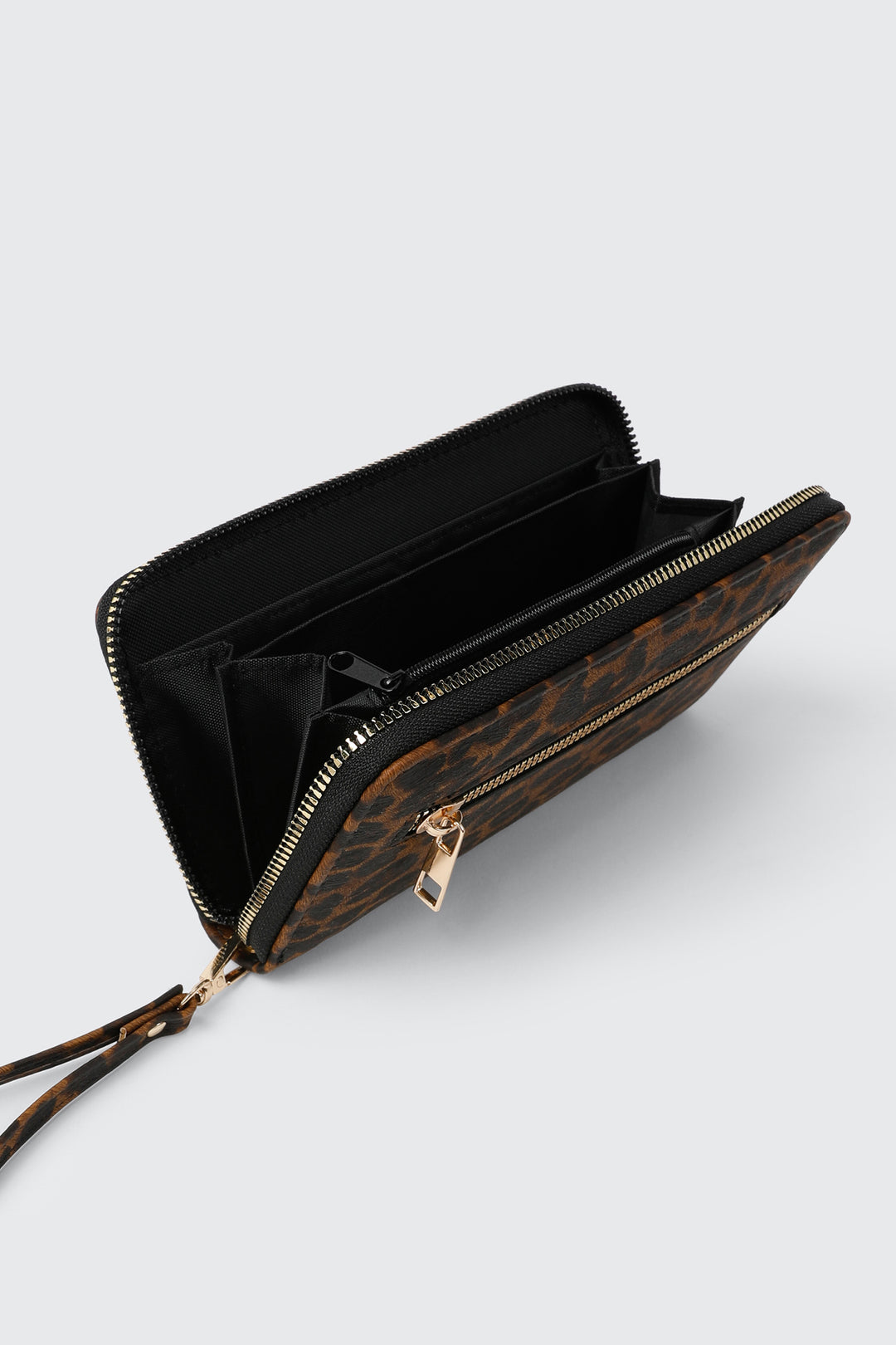Leopard Print Zip Around Wristlet Wallet