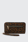 Leopard Print Zip Around Wristlet Wallet