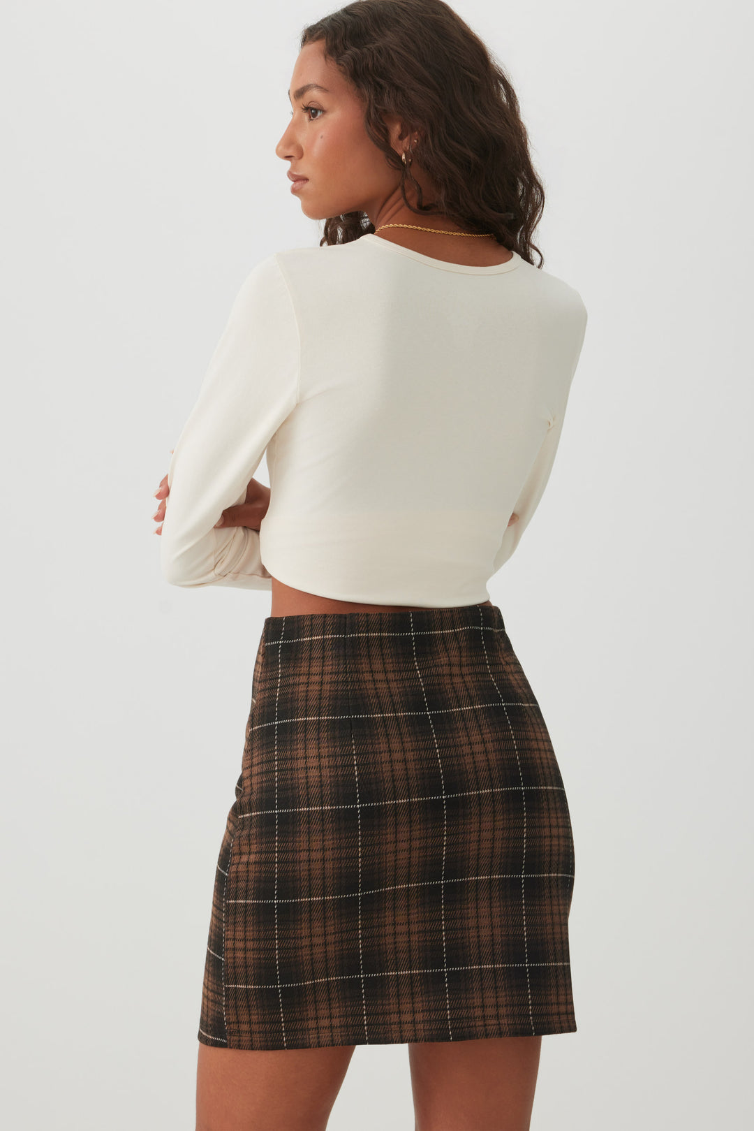 High Rise Plaid Mini Skirt