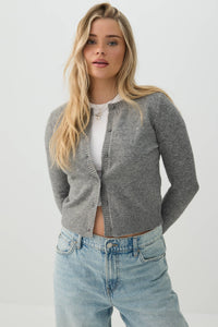 Crop Button Front Wool Blend Cardigan