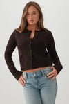 Crop Button Front Wool Blend Cardigan