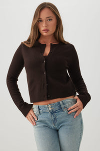 Crop Button Front Wool Blend Cardigan