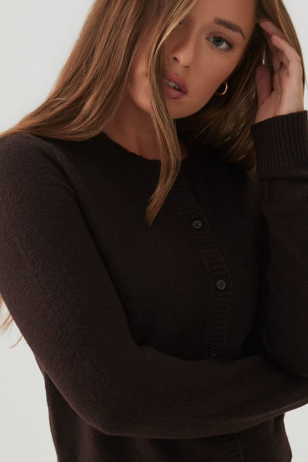 Crop Button Front Wool Blend Cardigan