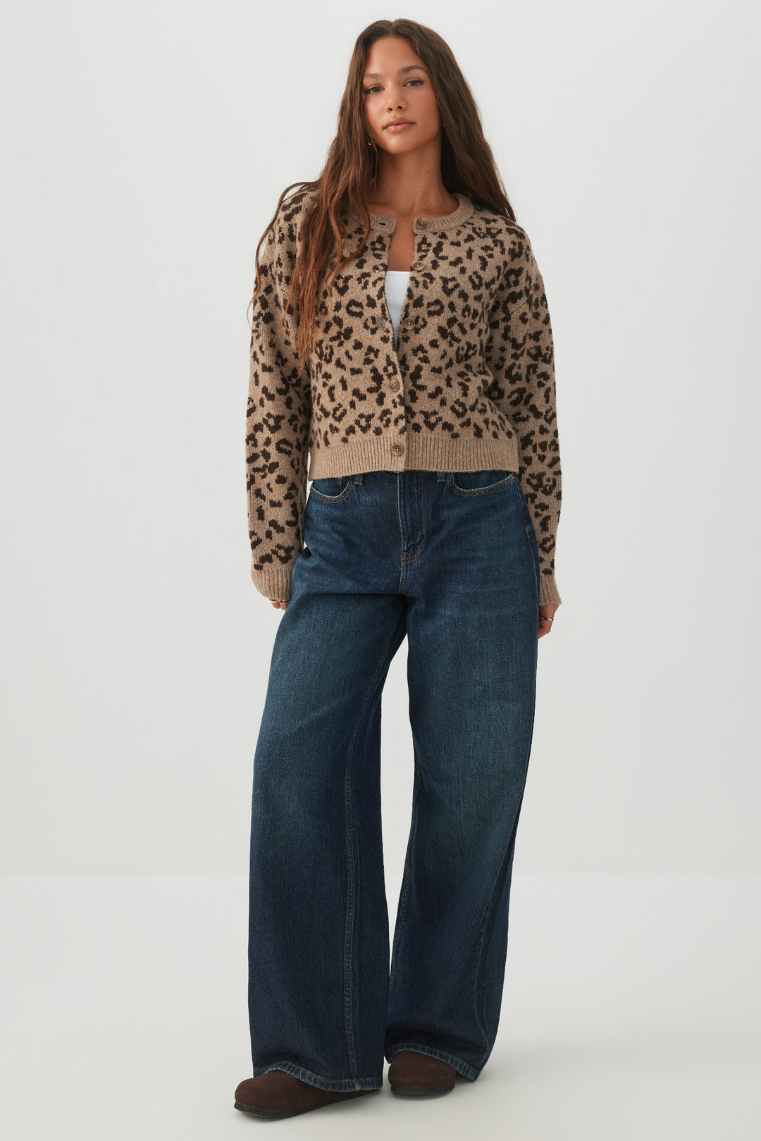 Cardigan jacquard à imprimé léopard MODERAKNIT™