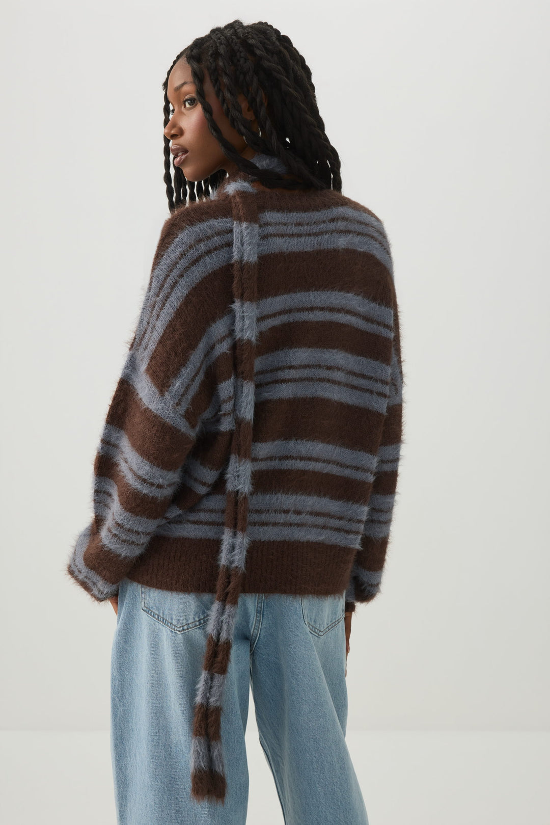 Striped Oversized Sweater with Scarf
