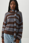 Striped Oversized Sweater with Scarf