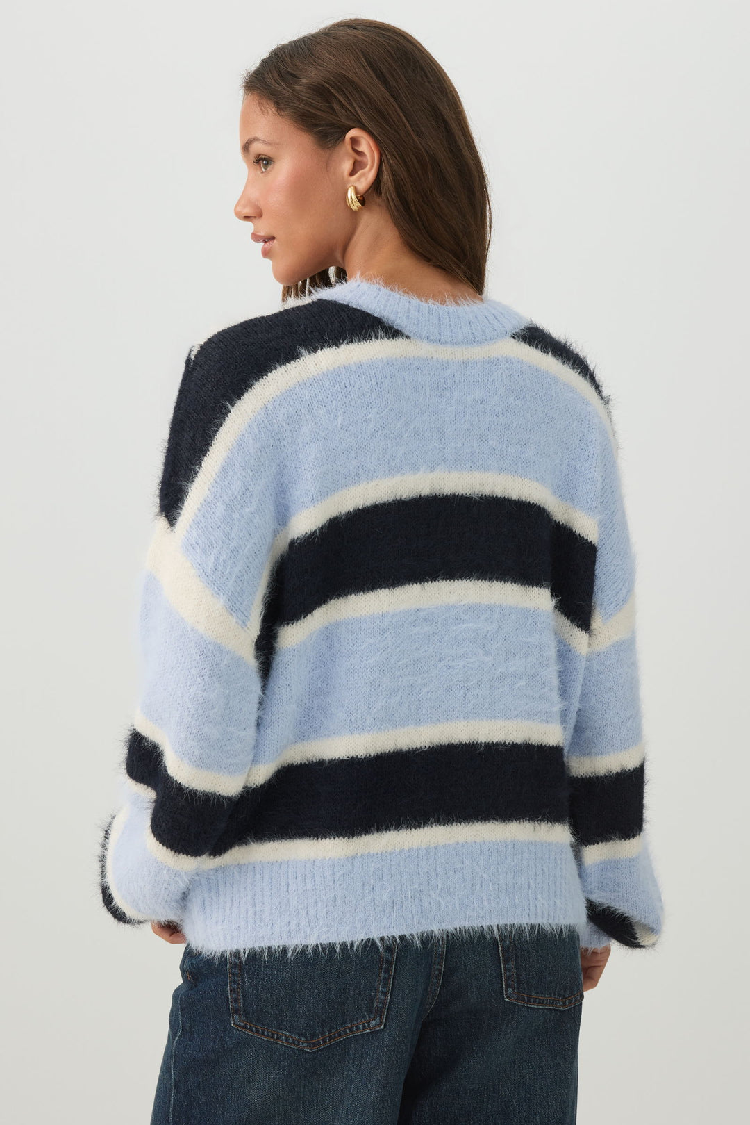 Striped Oversized Sweater with Scarf