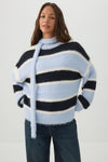 Striped Oversized Sweater with Scarf