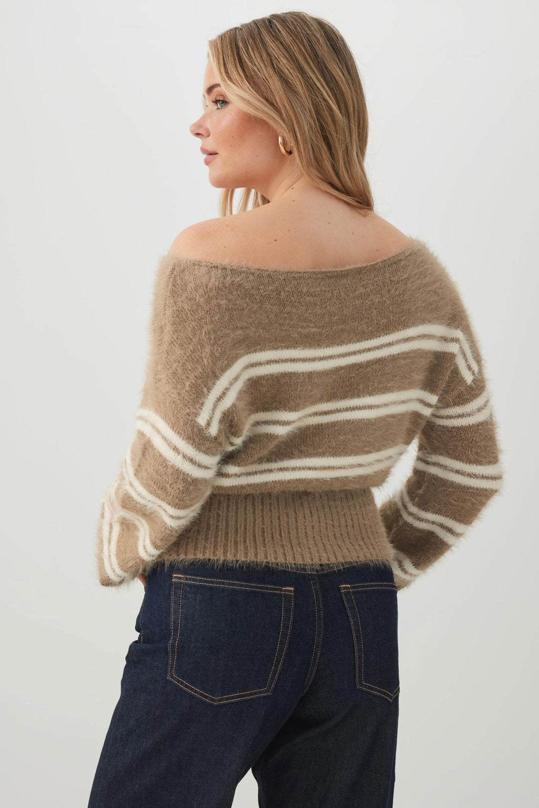 Striped Off Shoulder Sweater