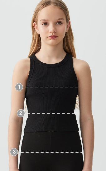 Measurement guide diagram showing where to measure