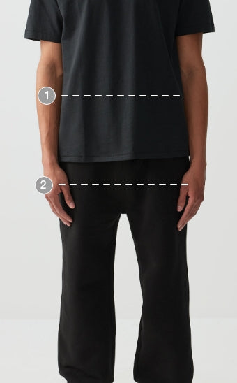 Measurement guide diagram showing where to measure