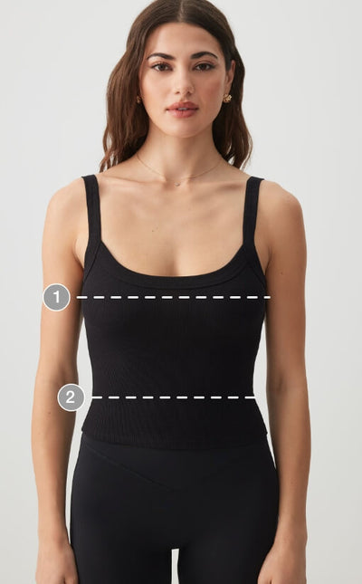 Measurement guide diagram showing where to measure
