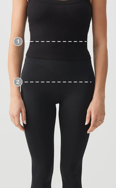 Measurement guide diagram showing where to measure